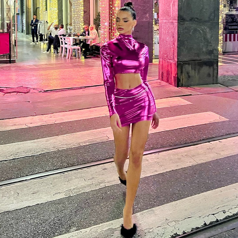 Dam Rock Set Syntetiskt Läder Lång Figurativ Passform-3