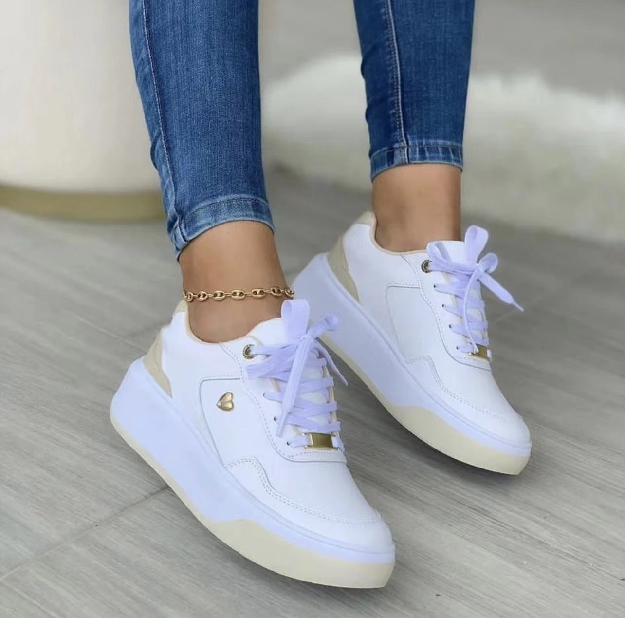 Dam Sneakers Modern Design Voluminös Sula Textil och Syntet-4