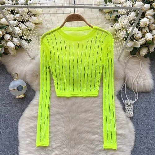 Variant image for Dam Crop Top Långärmad Figurnära Polyester-5