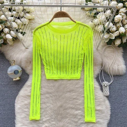 Variant image for Dam Crop Top Långärmad Figurnära Polyester-5