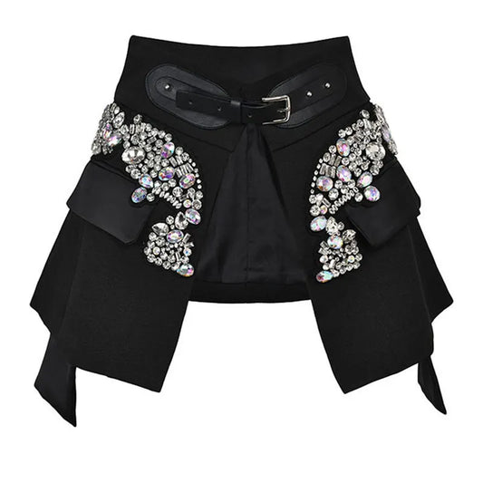 Dam Shorts Hög Midja Dekorerade-1