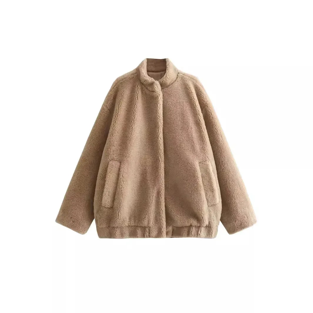 Damjacka Överdimensionerad Teddy Mjuk Fleece för Kalla Dagar-3