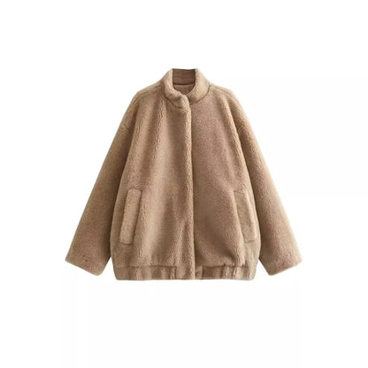 Damjacka Överdimensionerad Teddy Mjuk Fleece för Kalla Dagar-3