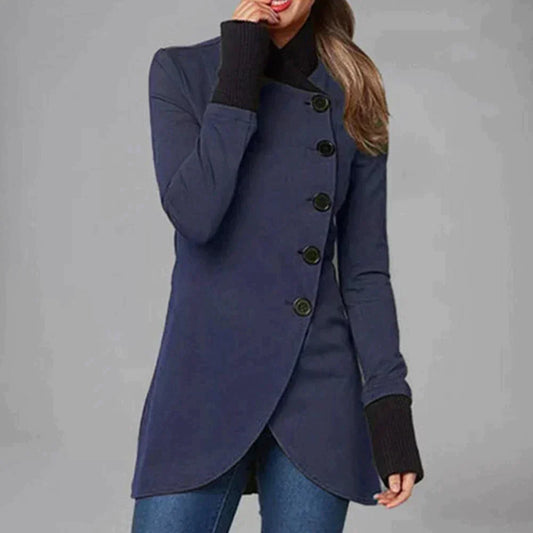 Dam Kappa Asymmetrisk Knappstängning Polyesterblandning-1