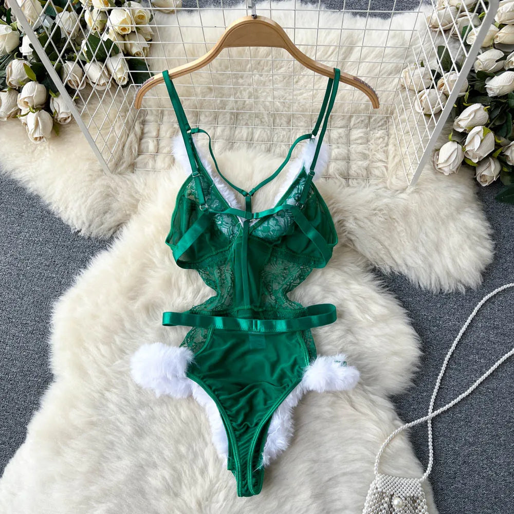 Dam Teddykjol V-ringad Monokrom Polyester med Lätt Stretch-2