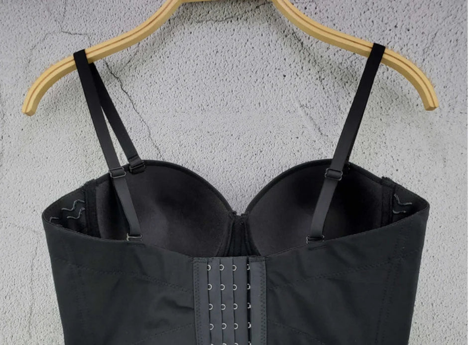 Dam Bustier med Geometriskt Mönster och Pärldekoration i Polyester och Spandex – Elegant och Bekväm för Fest och Vardag 5