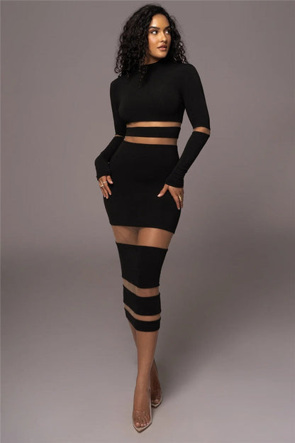 Kvinna Midi Klänning Transparent Mesh Polyester Spandex 2