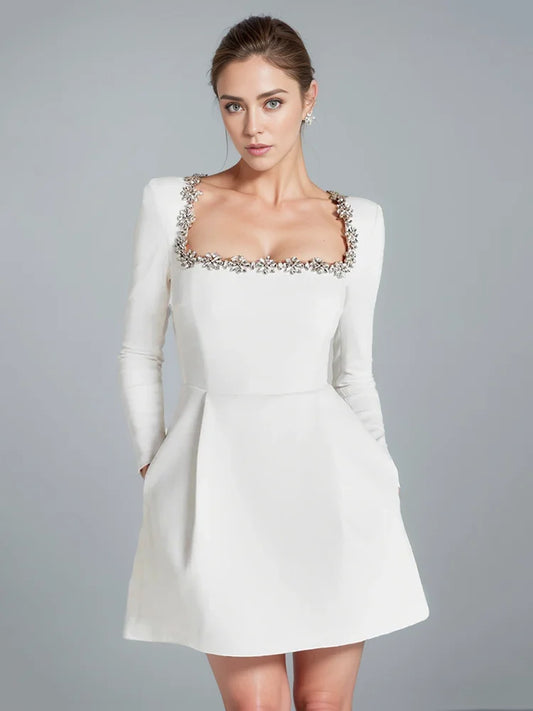 Kvinnors Mini Klänning Patchwork Design Bomull Polyester-1