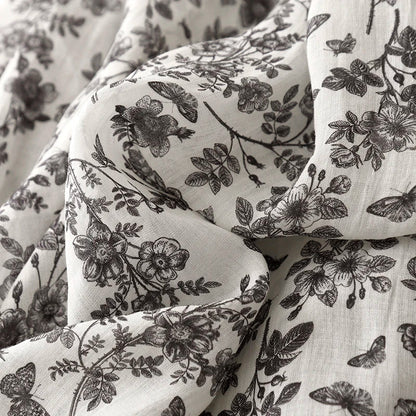 Damblus Blommigt Linne Avslappnad 100% Linne-4