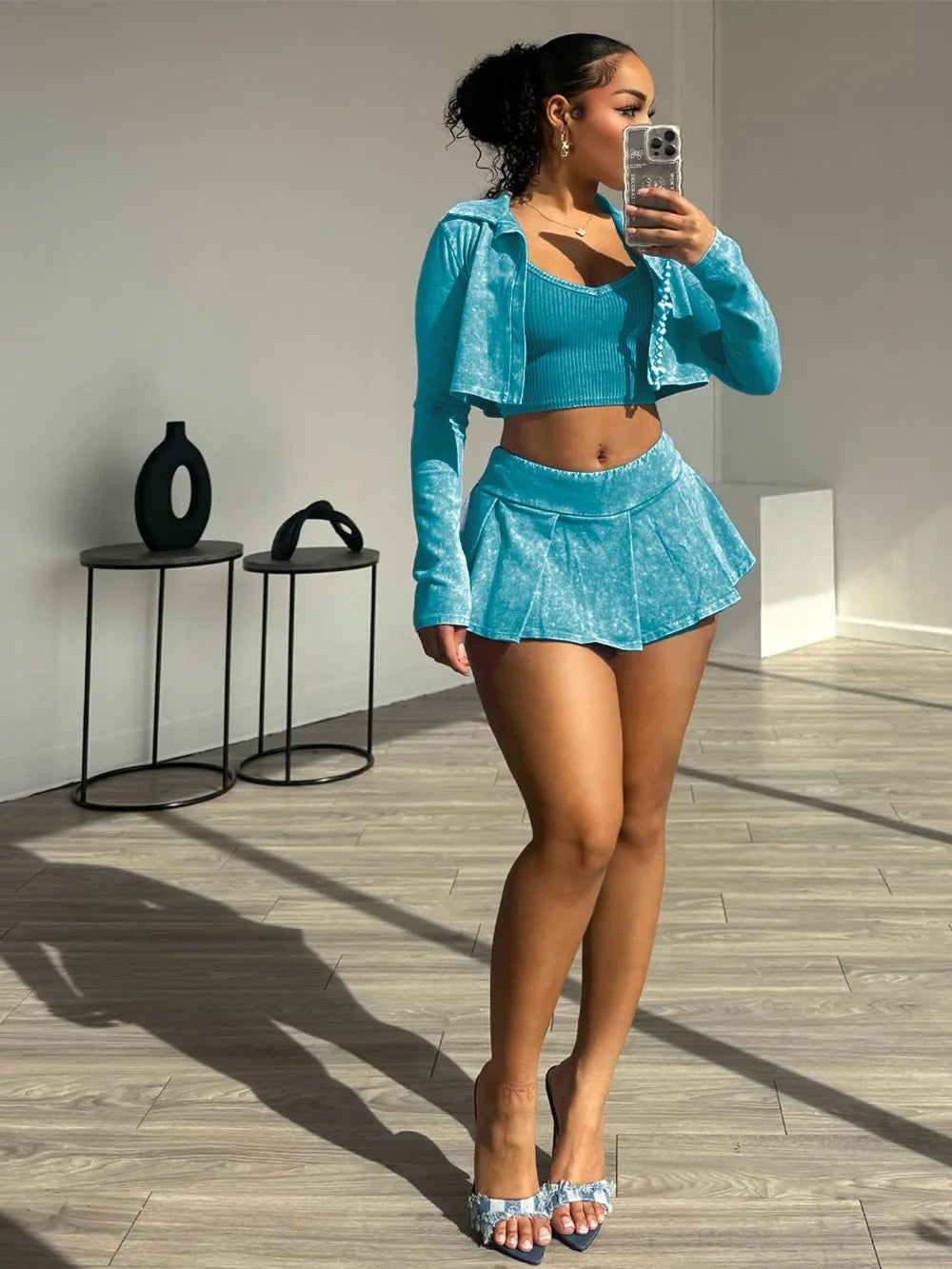 Dam Pullover Set Långärmad 100% Bomull-5