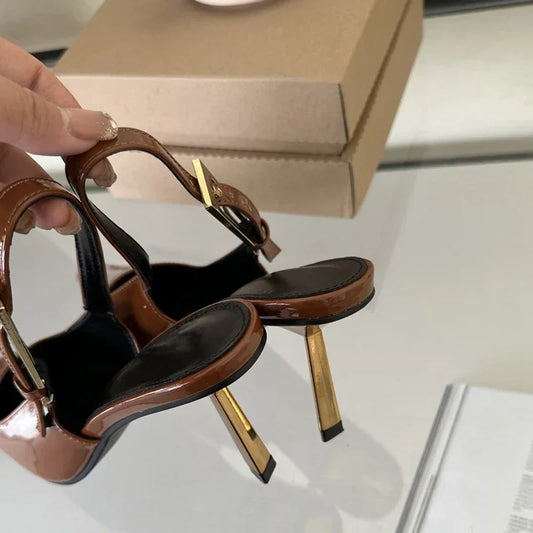 Dam Slingbacks Avsmalnande Tå Färgläder Plattformshöjd 0-3 cm-2