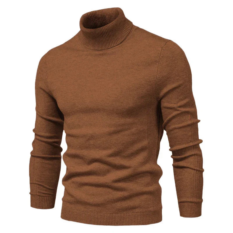 Mäns Turtleneck Tröja Figurnära Högkvalitativt Tyg-1