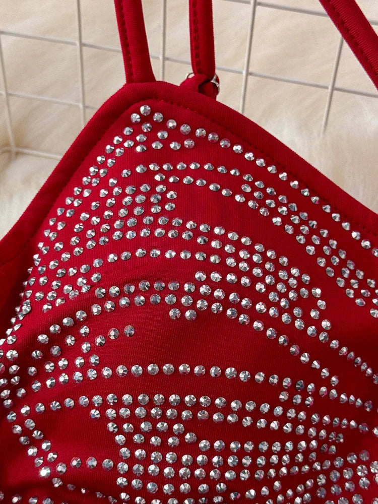 Dam Maxiklänning V-Hals Crystal Detaljer Bomull Polyester Spandex 2