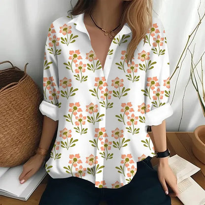 Dam Blus Lätt och Lyxig 100% Polyester Elegant Stil Normal Passform-4