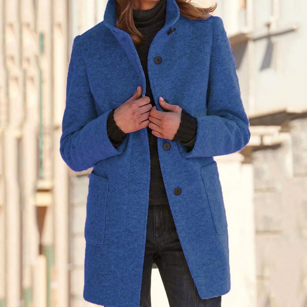 Variant image for Lång Jacka Dam Stående Krage Polyester Elegant Vinterjacka-6