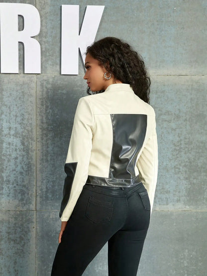 Damjacka Vintage Patchwork Spandex Polyamid för Kalla Dagar-5