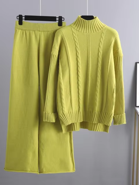 Variant image for Dam Tvådelad Uppsättning Turtleneck Stickad Mjuk Tyg-4