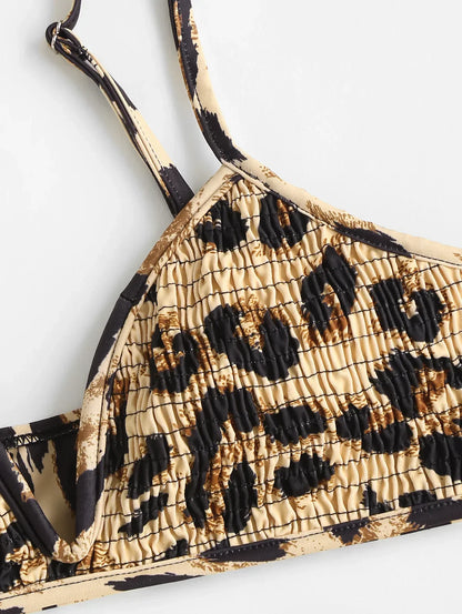 Dam Topp Leopardmönstrad Polyester Normal Passform-4