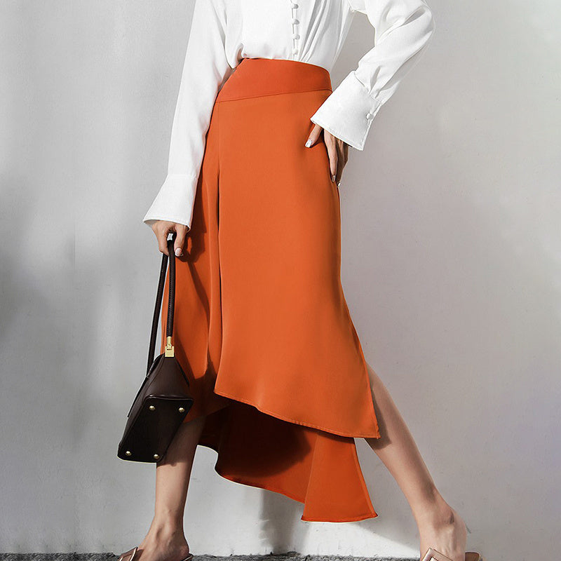 Kjol Dam Asymmetrisk Midi Bomull-2