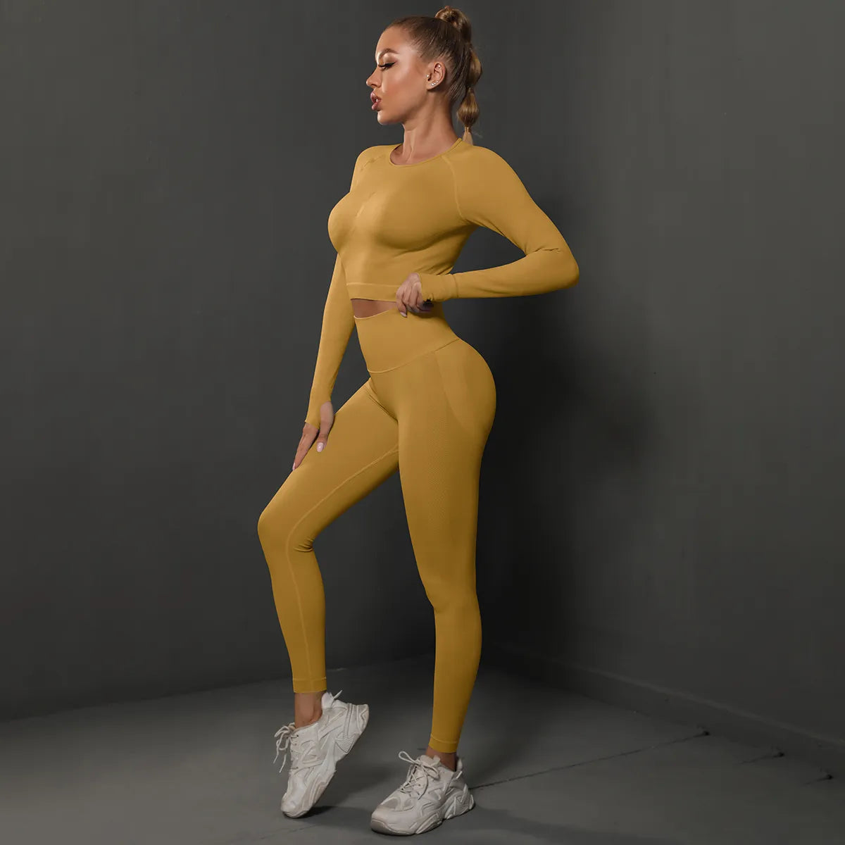 Variant image for Dam Aktiva Byxor Hög Midja Andningsbart Spandex Nylon-34