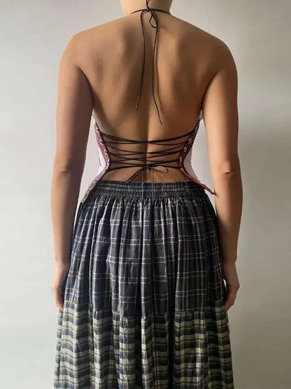 Dam Crop Top Trendig Vävt Polyester Spandex-4