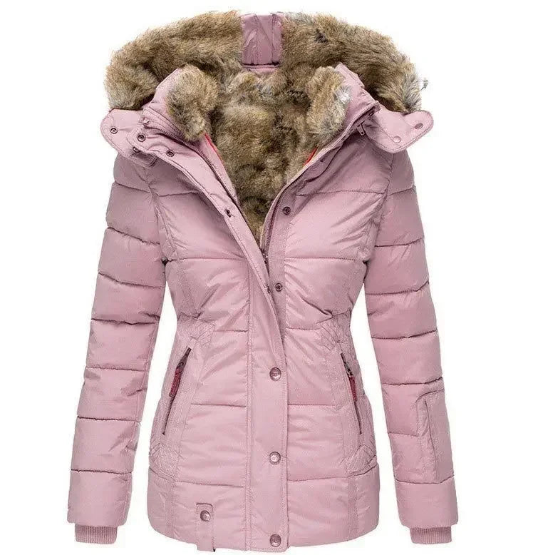 Lång Vinterrock Dam med Ullkrage och Blixtlås - Svart Polyester för Värme och Stil 12