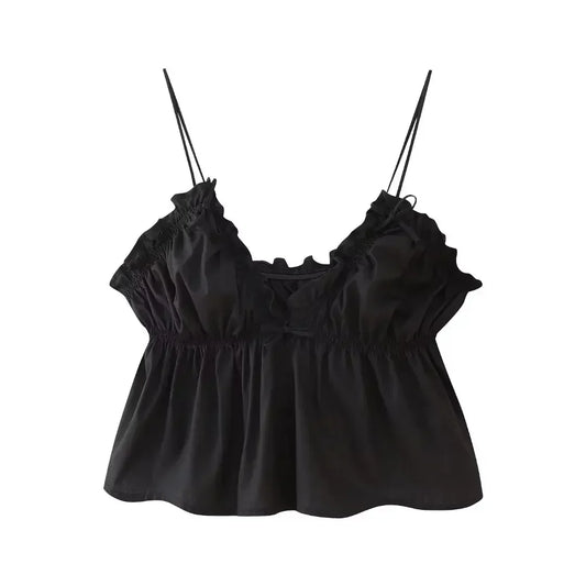 Dam Topp Snörning Veckad Design Festtoppar 100% Polyester 1