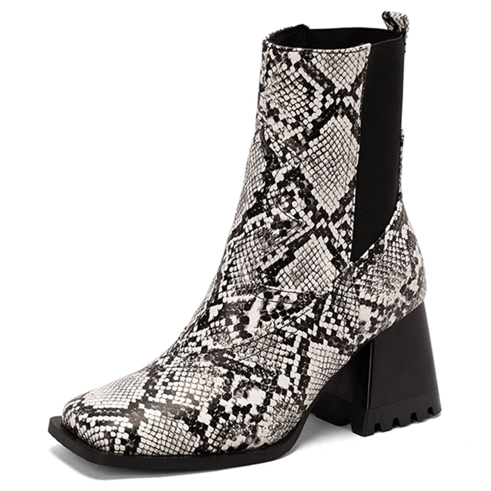 Variant image for Damstövlar Hög Klack PU-material Djurmönster Elegant Design-4
