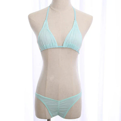 Dam Bikini Set Monokrom Spandex med Glittrande Detaljer-5
