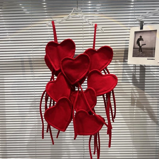 Dam Tank Top Hjärtformad Design Justerbar Polyester-1