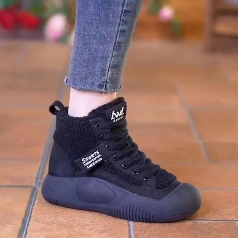 Dam Sneakers Avslappnad Fleece Högkvalitativ Andningsmaterial-6