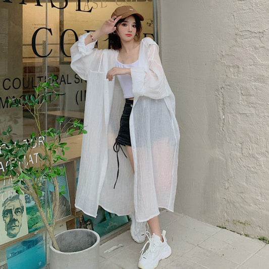 Dam Långärmad Topp Bred Skärning Polyester och Bomull-1