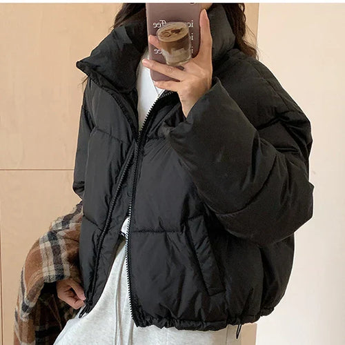 Dam Förkortad Jacka Hög Krage Polyester-1