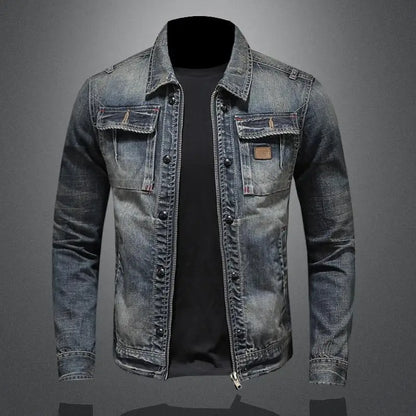Dam Retro Denimjacka Hållbar Bomull-1