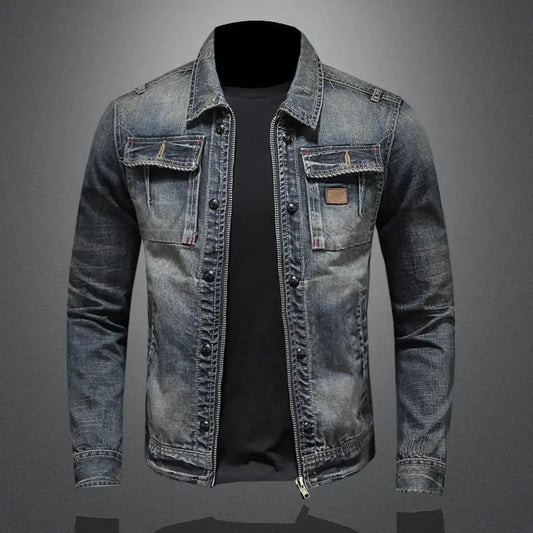 Dam Retro Denimjacka Hållbar Bomull-1