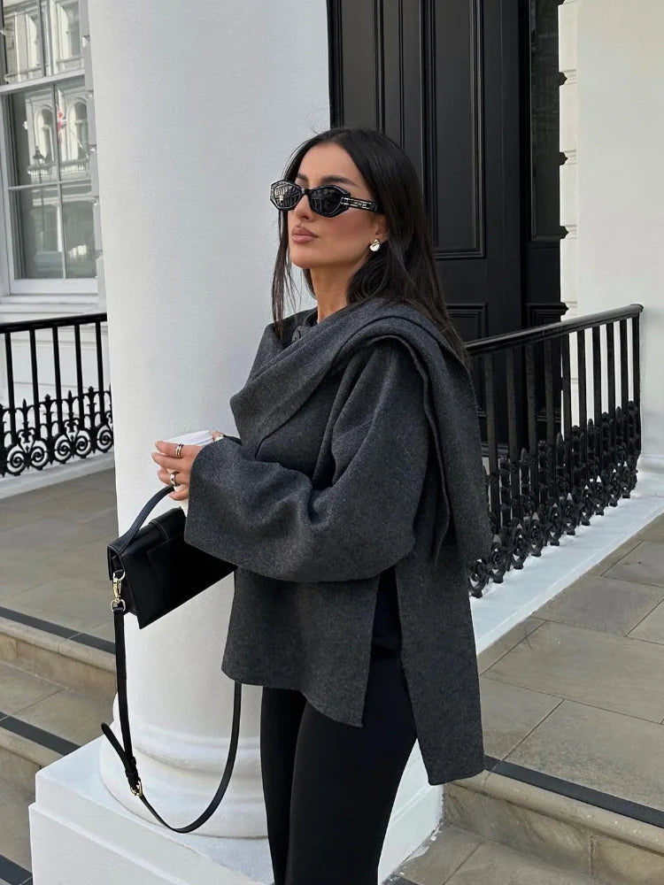 Variant image for Dam Ulljacka Loose Fit med Halsduk i Ull-1