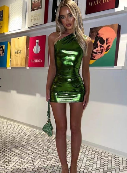 Variant image for Dam Glittrig Miniklänning En-Axel Polyester-9