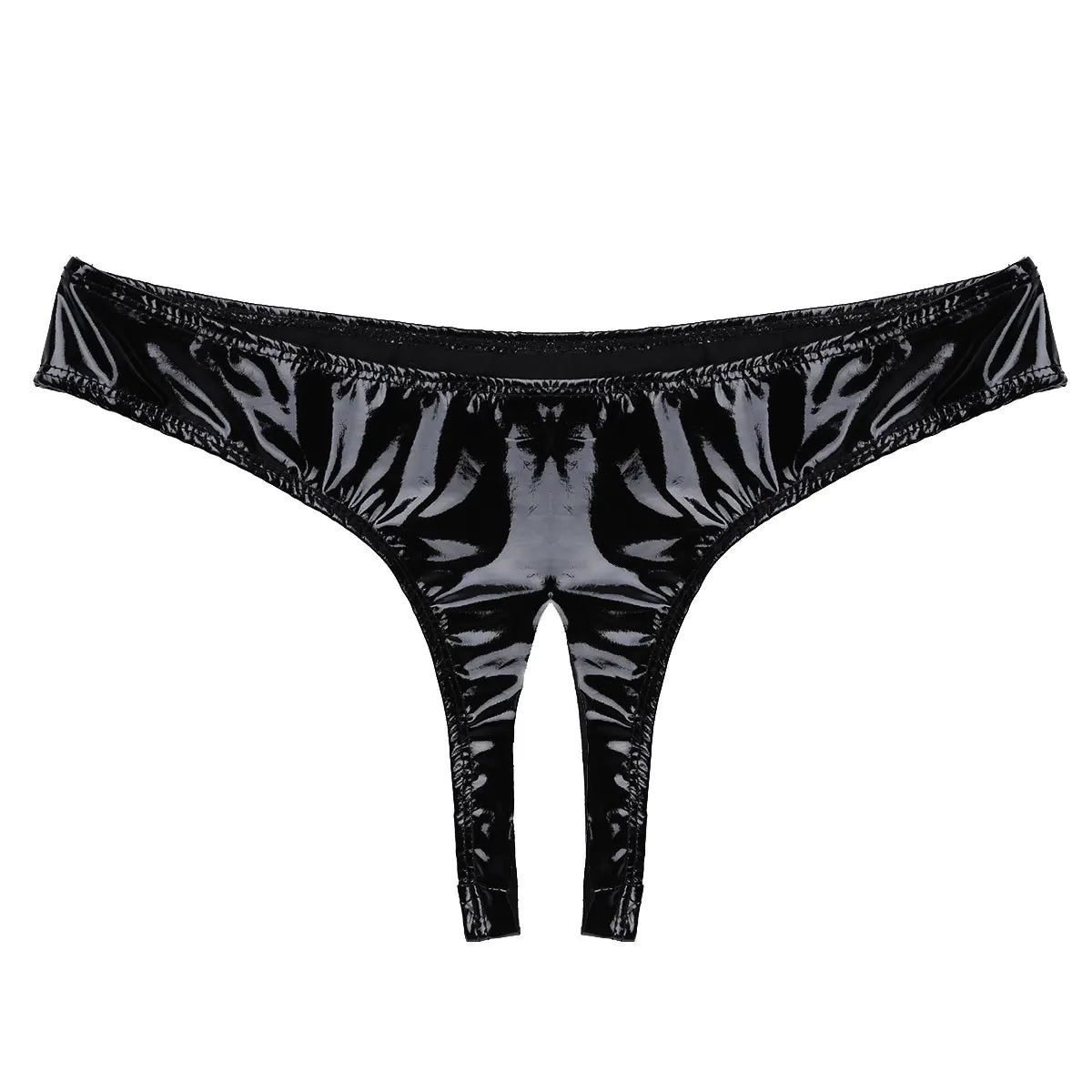 Herr Crotchless Underkläder Monokrom Spandex Patentläder 5