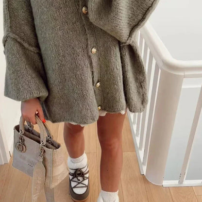 Lång Kofta Dam Generös Passform Mjuk Stickad 2