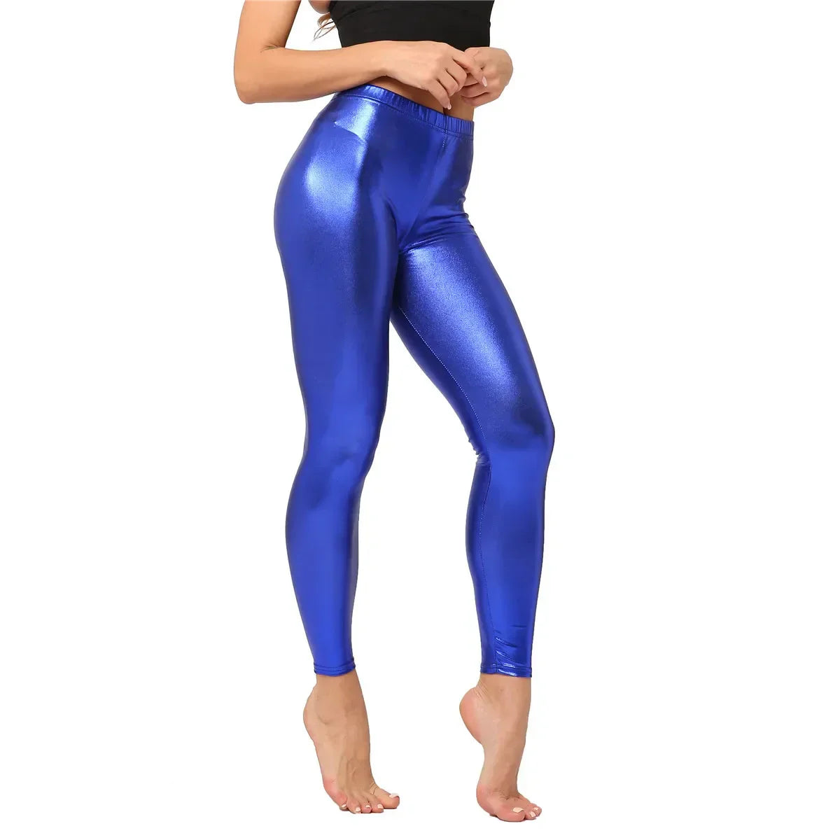 Variant image for Damleggings Sömlös Spandex och Syntetiskt Läder Hög Midja-11