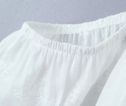 Dam Kort Rock Monokrom Polyester A-linjeformad med Puffärmar-6