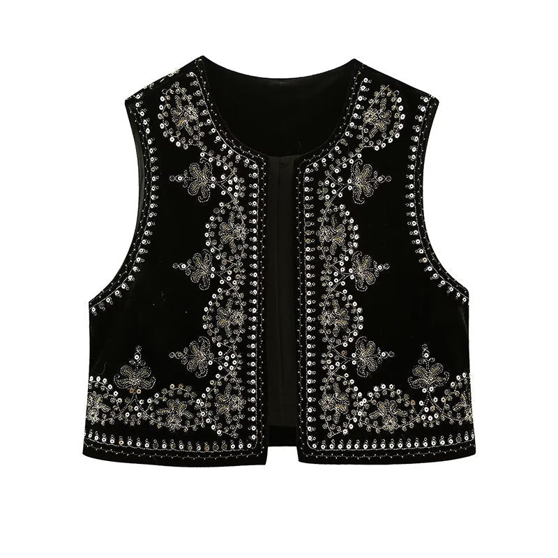 Kvinnors Broderad Väst Unik Design Polyester 3