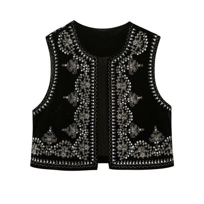 Kvinnors Broderad Väst Unik Design Polyester 3