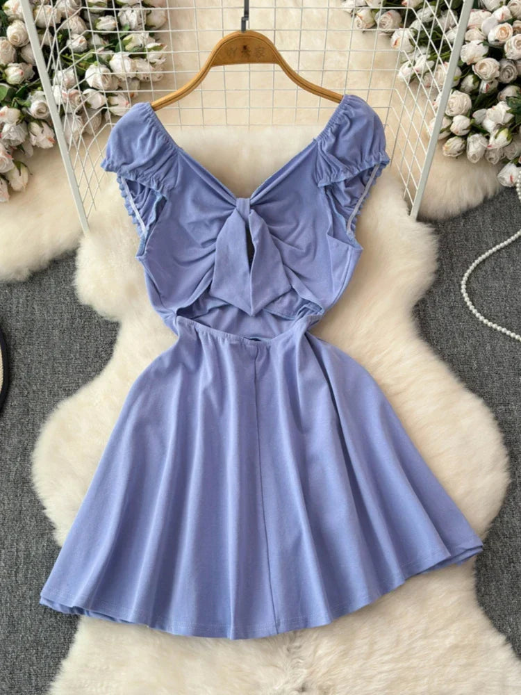 Dam Strandklänning A-linjeformad V-ringad Bomull 2