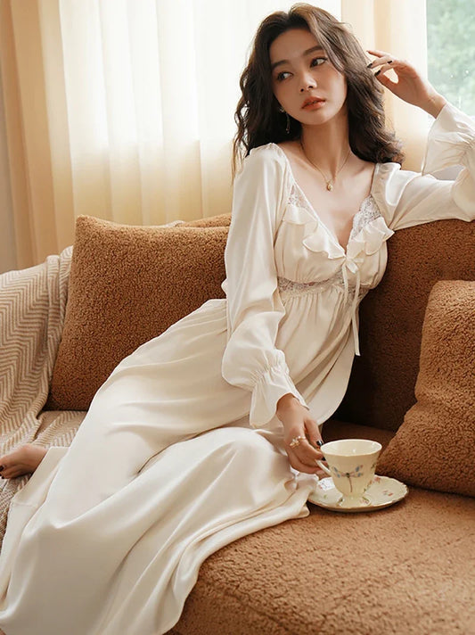 Dam Nattklänning V-Neck Polyester Siden-1