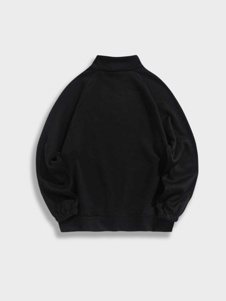 Herr Sweatshirt Halv Dragkedja Modern Passform Mjukt Material-2