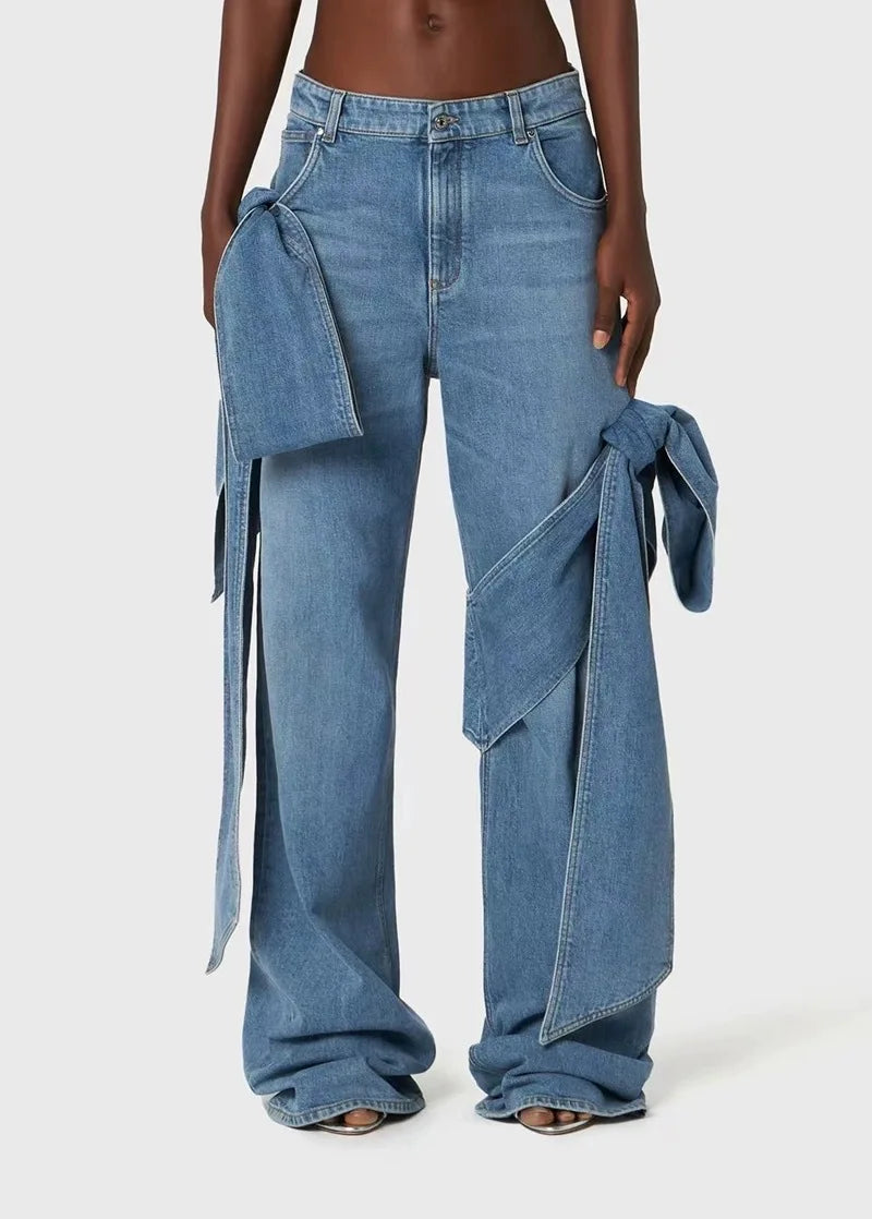 Snygga Byxor Dam Kort Stil Polyester Denim med Fickor-5