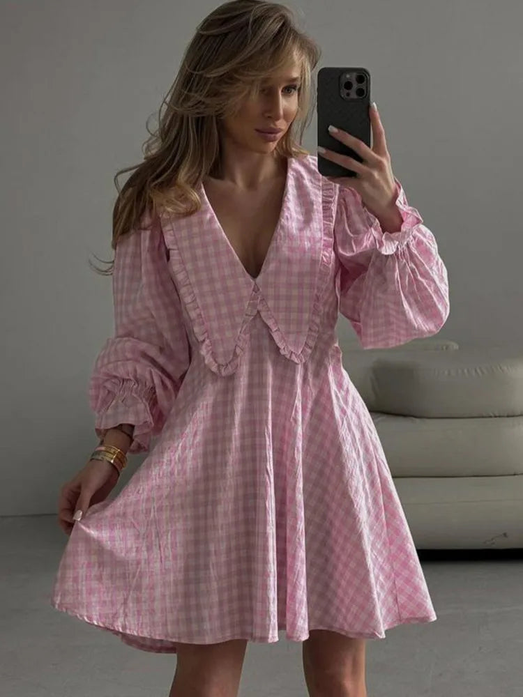Damklänning A-linjeformad Puffärmar Polyester-1