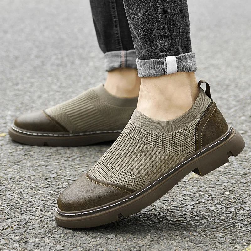 Herr Loafers Slip-on Andningsbart Mesh Läder-2