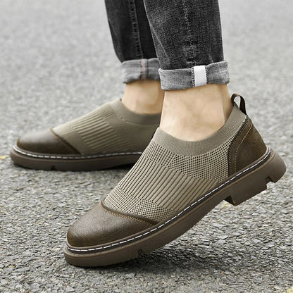 Herr Loafers Slip-on Andningsbart Mesh Läder-2